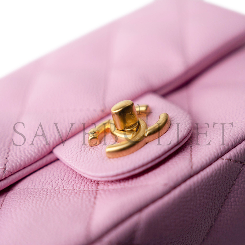 Ch*el master pink caviar quilted sweetheart flap gold hardware (20*14*6cm)